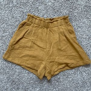 Mustard Yellow Cotton Shorts